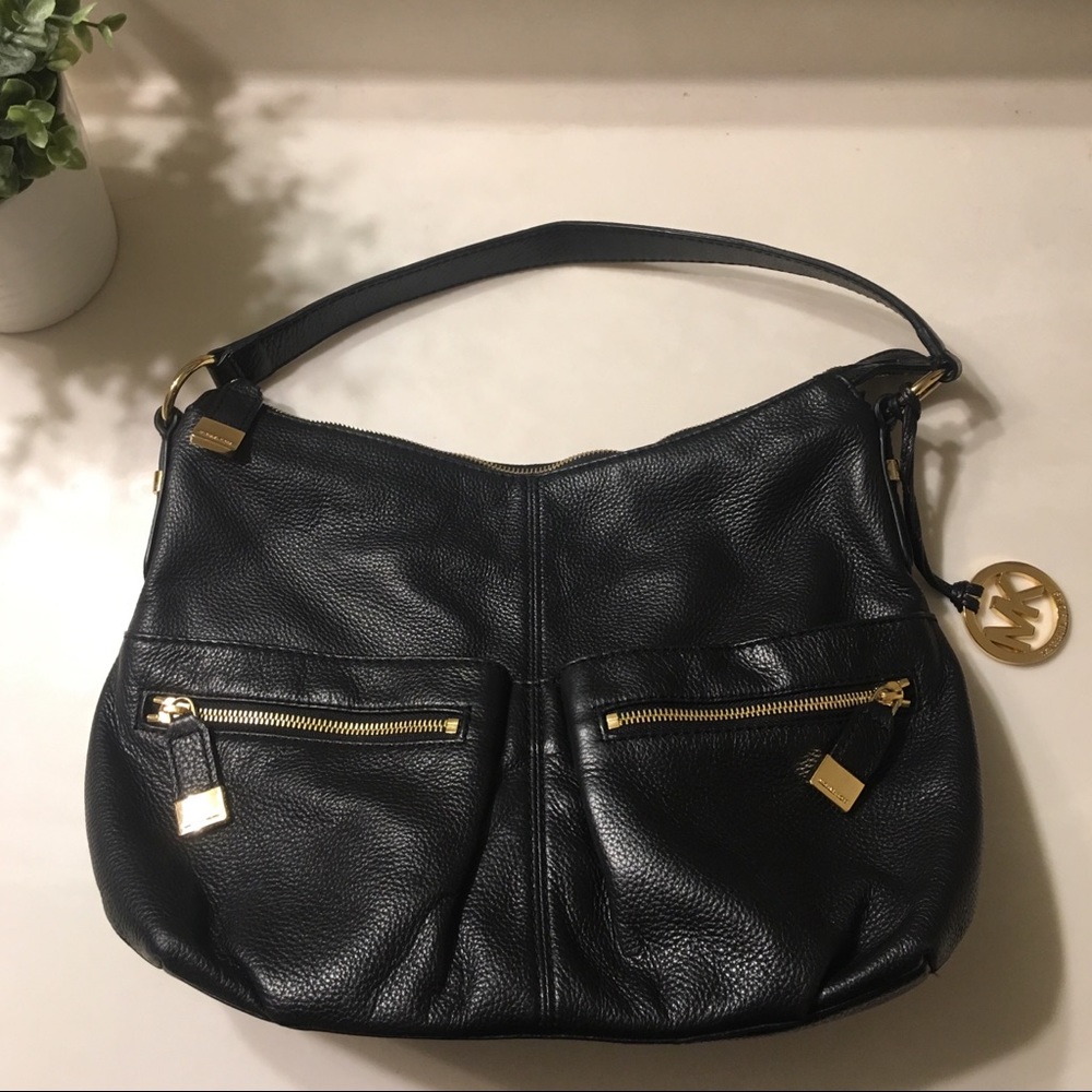 Michael Kors Black Leather Shoulder Purse
